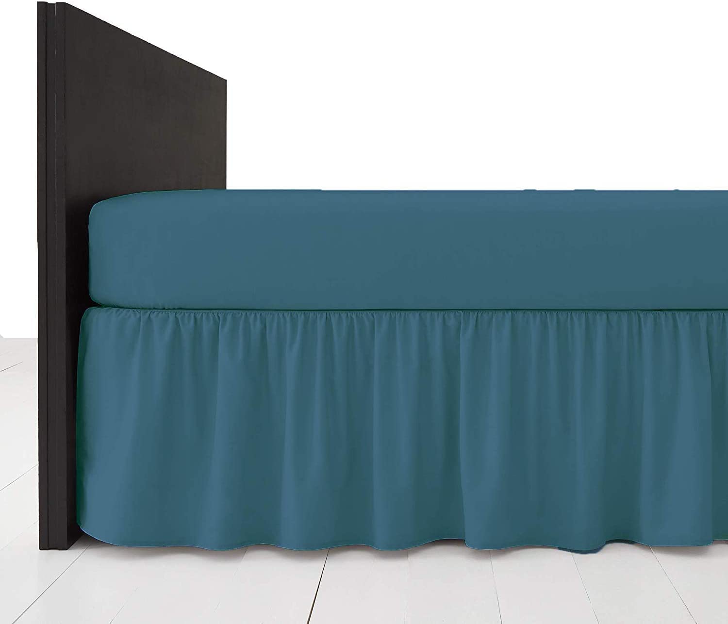 Comfy Nights Teal Plain Dyed Polycotton Easy Care Frilled Base Valance In 19 Colors (Small Double/4Ft, )