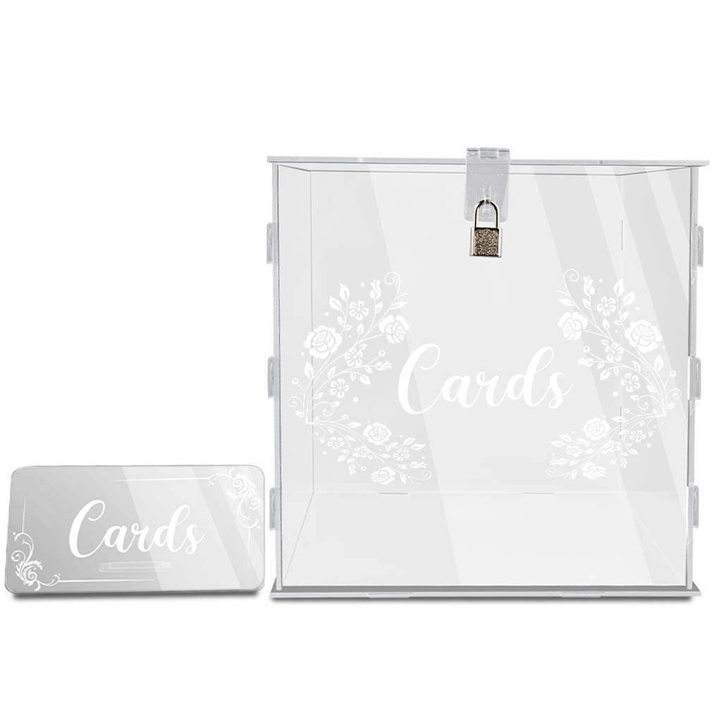 Buy Hooqict Acrylic Wedding Card Box Acrylic Clear Card Box with Lock