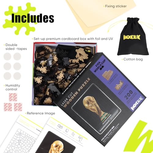 Image of FIFA World Cup 2026 Trophy Wooden Puzzles - 5MM Thick Officially Licensed Poster Puzzles - Premium World Cup 2026 Merchandise, Memorabilia Gift for Football Fan, 200 pcs Jigsaw Puzzle