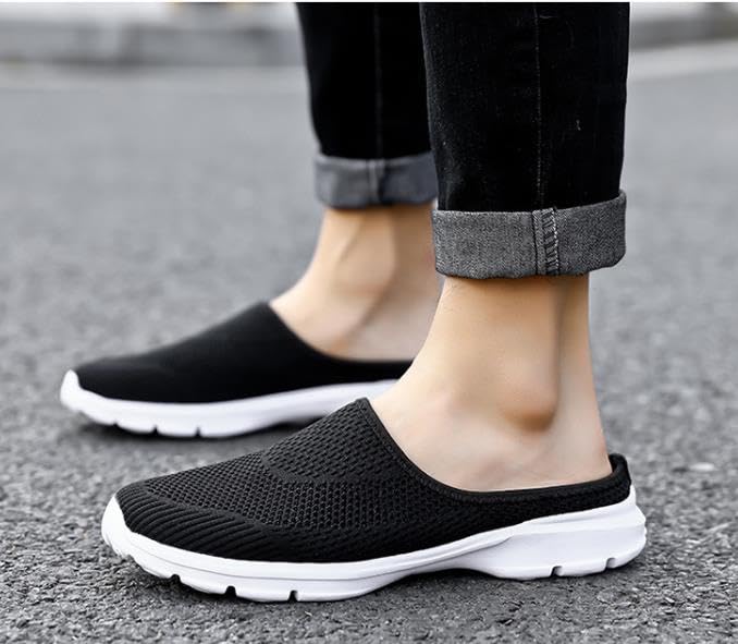 Mens Breathable Mesh Walking Mules Sneakers Open Back Slip On Shoes Slippers2
