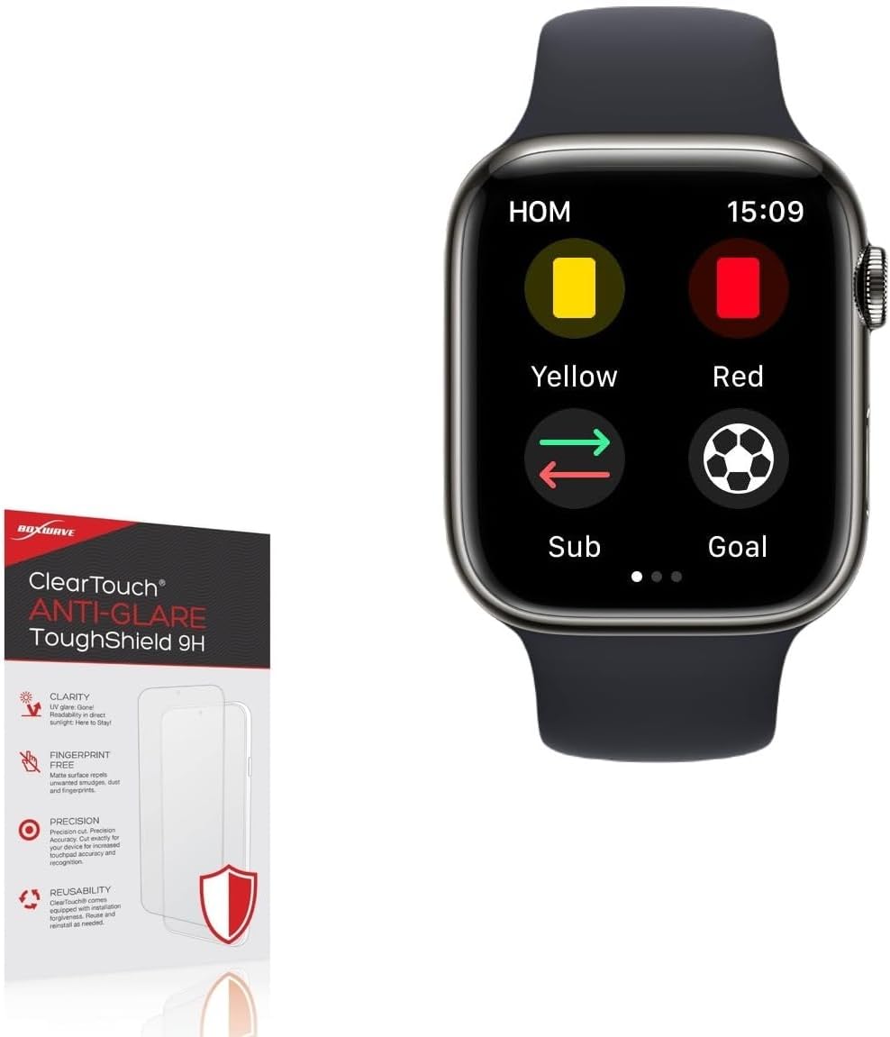 BoxWave Screen Protector Compatible With Refsix SmartWatch - ClearTouch Anti-Glare ToughShield 9H (2-Pack), Anti-Glare 9H Tough Flexible Film Screen Protector