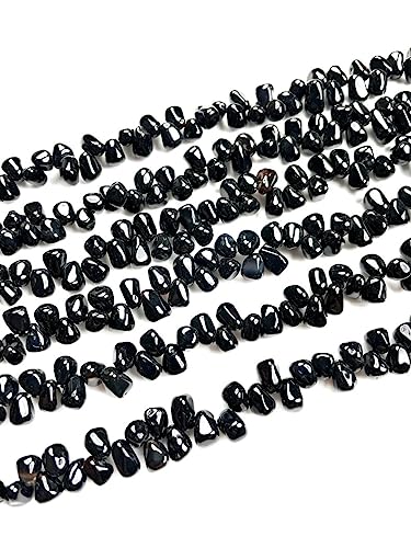 Perles onyx noir naturel en forme de larme pour création bijoux