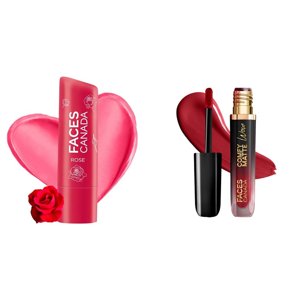 FACESCANADA Color Lip Balm - Rose Petal 03, 4.5g & Comfy Matte Wow Liquid Lipstick Maroon Maven 05 3.8ml-image-38