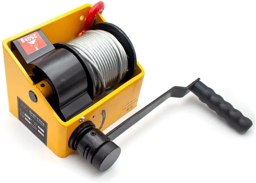 250KG/500kg Self-Locking Hand Crank Winches Heavy Duty Winch with Steel Rope (500KG+8 Meter Rope)