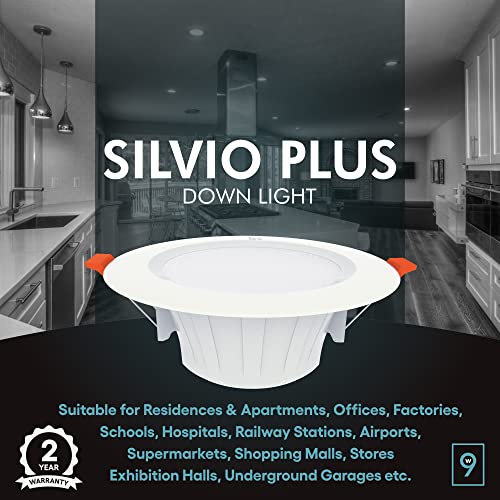 Image of FYBROS Aluminum Silvio Plus 9W Ceiling Lights for Hall, 80 mm LED Light for Home, Blue LED Ceiling Lights for Home, Junction Box Lights for Living Room, Small LED Light for Room, Warm Indoor Lighting