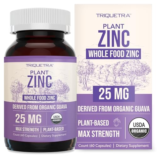Organic Zinc 25 mg | Whole Food zinc Supplements | Derived from Organic Fruit, Elemental Zinc - Water Extracted, Vegan, GMO-Free - Essential Mineral, Antioxidant, Immune Support, Skin - 60 Servings