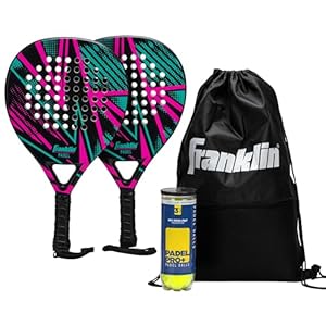 Franklin Sports – Axel Padel Set – 2 Fiberglass Padel Rackets with Foam Core, Balls, & Carrying Case and Replacement Balls