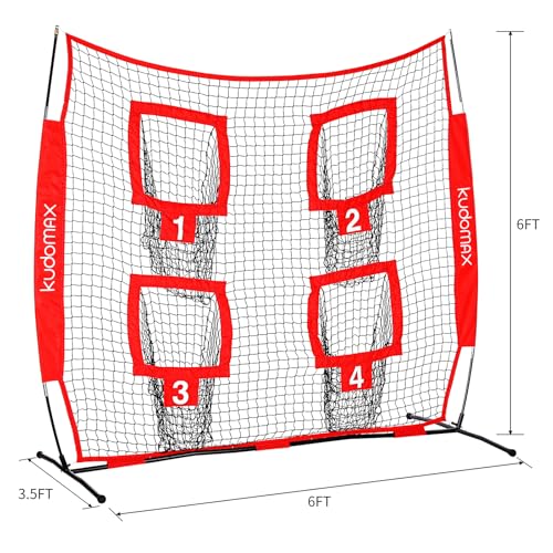 image for Kudomax 6 x 6ft Football Throwing Net with 4 Pockets, Improves Accurac