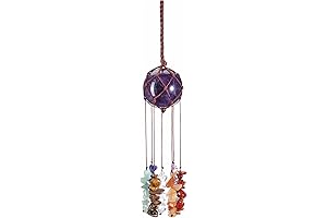 CrystalTears Amethyst: Handmade Hanging Crystal Stone Ball Ornament for Healing and Good Fortune