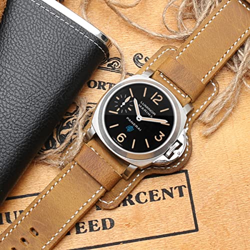 Strapseeker Ethan Bund Vintage 2-Way Leather Strap- Classic Watch Band With Silver Buckle- Premium Replacement Watchband For Men & Women- Colors Black, Light Brown- Sizes 20Mm 22Mm 24Mm 26Mm (24Mm, Brown) #TOP2