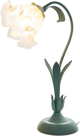 PURESILKS Flower Table Lamp Green Small Table Lamp Floral Bionic with Glass Lamp Shades Lily of The Valley Lamp for Living Room Bedroom5w Green