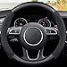 Ergocar Round Shape Carbon Fiber & Microfiber PU Leather Steering Wheel Cover Anti-Slip Car Steering Wheel Protector Breathable Sweat Absorbent Sport for Diameter 38cm（15