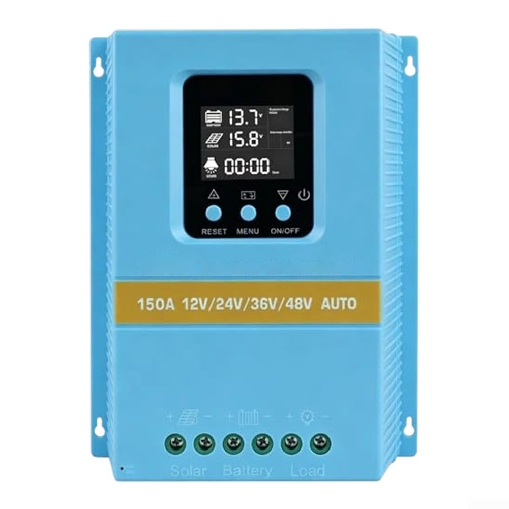 MPPT Regolatore di carica solare 150A Dual USB Porte ABS | Schermo LCD, efficiente dissipazione del calore, carico 150A, robusto alloggiamento in ABS, controllo preciso
