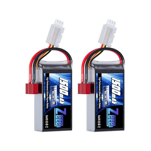 Zeee 2S Lipo Battery 1500mAh 7.4V 60C RC Battery with T Plug for FPV Drone Quadcopter Helicopter Airplane RC Boat RC Car RC Models(2 Pack)