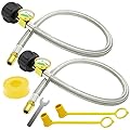 GardenNow 2 PCS RV Propane Hoses with Gauge, 24 Inch Stainless Steel Braided Camper Tank Hose, Rv lp Gas Hoses Connector for Standard Two-Stage Regulator, 40Lb 250PSI, 1/4" NPT /QCC1 Fittings