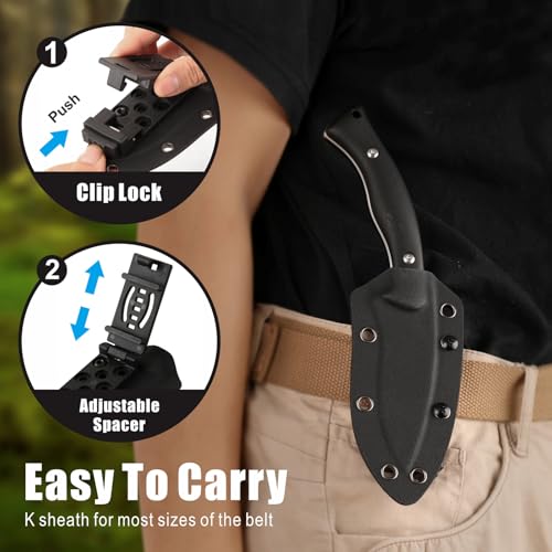 image for REAT Fixed Blade Knife with Kydex Sheath, 8