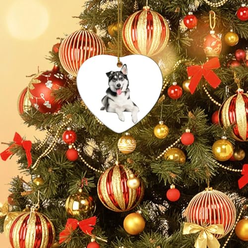 Keramik-Weihnachtsdekoration, gemischte Rassen, sibirischer Husky, Labrador, Weihnachtsdekoration, schöne Hunde-Ornamente, Porzellan-Dekoration für Weihnachtsbaum, einzigartiges Weihnachts-Andenken