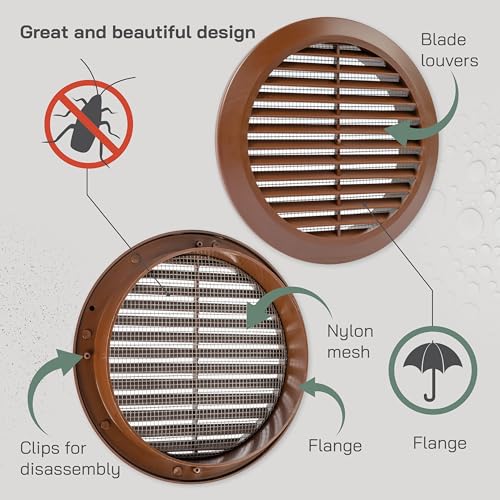 Cache d'aération rond marron 150mm Vent Systems en lot de 5 pour VMC - 4