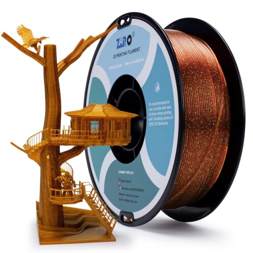 Image of ZIRO Glitter PLA Filament 1.75mm, Super Sparkle, 1KG Twinkling Caramel | Fit for Most FDM 3D Printer, 1.75mm 1KG Spool, Dimensional Accuracy + /-0.03mm, Colorful PLA FilamenT