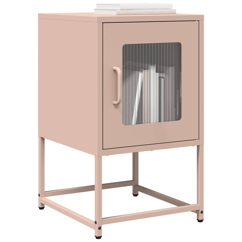 Table de chevet rose en acier laminé haut de gamme avec finitions soignées