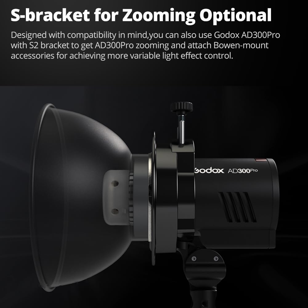 Godox AD300Pro, AD300 PRO, Kit zaino con 2 flash 300W 2,4G, TTL 1/8000 HSS, 0,01-1,5 sec: tempo di ricarica; 320 a piena potenza con batteria al litio da 2600 mAh.