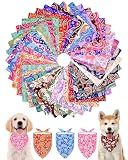 PET SHOW 50 Pack Small Paisley Dog Bandanas Bulk Dog Scarves Puppy Floral Bibs Kerchief Set for Medium Dogs Girl Boy Pet Holiday Party Grooming Accessories