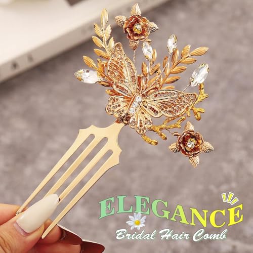 Accesorio de cabello dorado con pedrería para boda miniatura 7