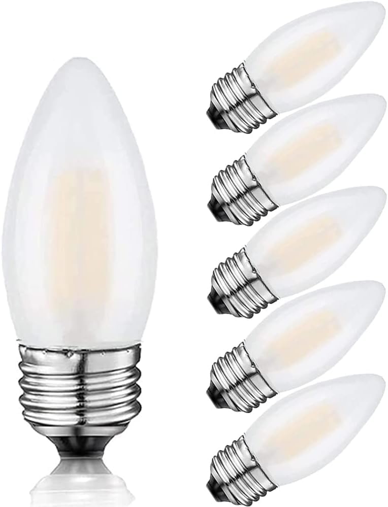 KODBPJ E26 Candelabra Light Bulbs Frosted Chandelier Light Bulbs 25watt Equivalent 2700K Warm