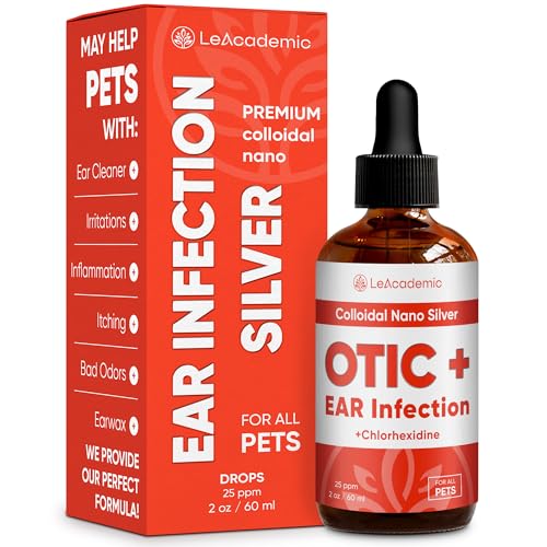 Dog Ear Infection Treatment | OTIC+ Ear Infection Treatment for Dogs & Cats | Cat Cleaner Drops | Chlorhexidine Wash for Pets | Helps with Otic Irritations & Itchings | Nano Silver | 2 Oz
