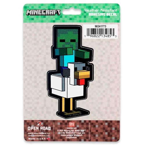 Image of Minecraft Zombie Chicken Jockey Adhesive Vinyl Decal - Iconic Minecraft Sticker for Water Bottle or Laptop