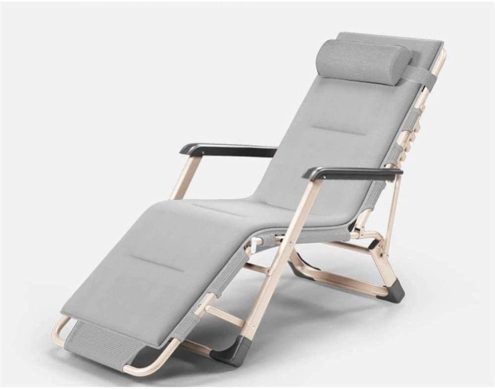 WOTZOV Garden Loungers And Recliners With Breathable Cushion Folding Adjustable Chair Garden Sunbed For The Beach Pool Outdoor Patio Garden Camping Feet Steel C2021，Grey With cushion