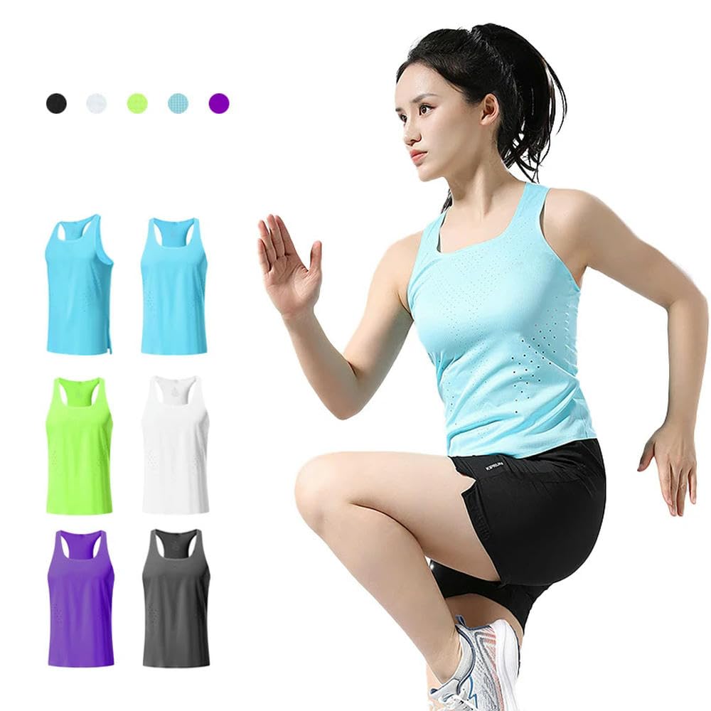 ZBDP (S-XXL) Gilet da maratona ultra peso da donna ad asciugatura rapida foro yoga esercizio allenamento senza maniche camicia sportiva canottiera fitness