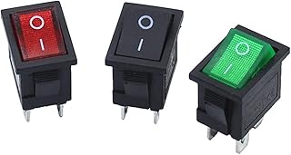 100 Uds KCD1 LED ON-Off 4 Pines Barco Coche Interruptor basculante 21 * 15mm 6A/250V 10A/125V AC Negro Rojo Verde luz Siwtch (Color : Noir)