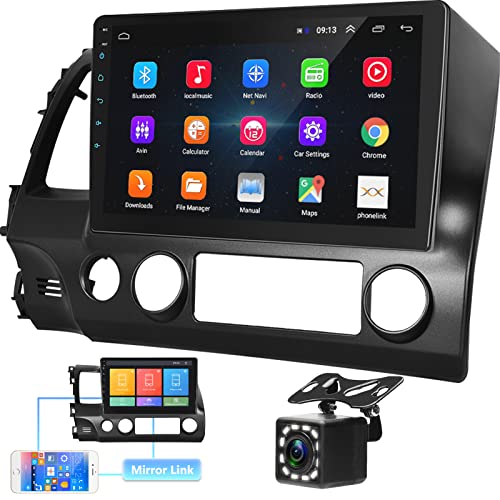 Podofo Android 10.1 Car Stereo 10â€œ HD Capactive Touchscreen Autoradio Support IOS/Android Mirror Link GPS Navigation Backup Camera WIFI Multimedia Player Headunit for Honda Civic Accessories 2006-2011