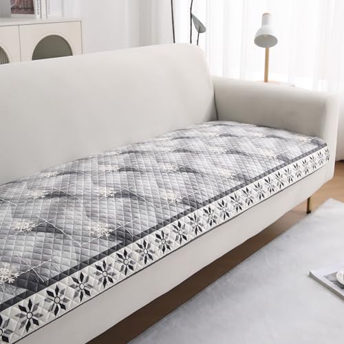 Image of HOKIPO 'LiefNest' Holland Velvet Sofa Cover Mat with Foam Filling for 1 /2 /3 Seater & L-Shape Sofa. Make Your Own Sofa Cover Set, Mat Size: 60(L) cm, Snowflakes Gradient Grey (NEW-IN-821-D9)