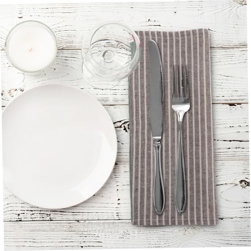 Serviettes de table à rayures lin beige lot de 12 linge de table réutilisable fête