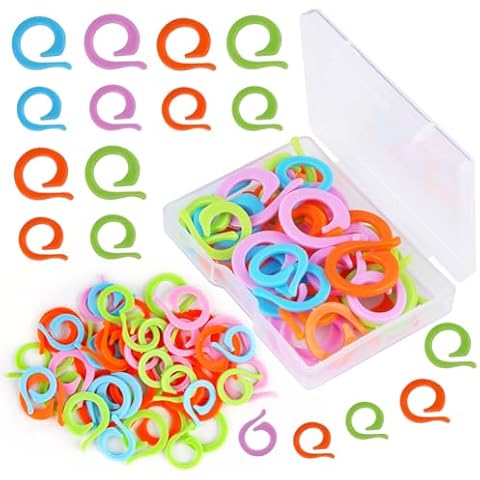 Lokunn 100PCS Stitch Markers for Crocheting, Crochet Stitch Markers Ring, Multicolor Knitting Stitch Markers for Knitting and Crocheting, Small and Large Locking Markers Cover