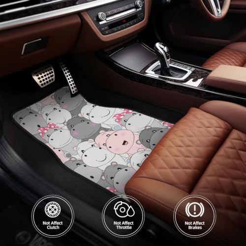 Alfombrillas de coche que no se mueven de neopreno antideslizante con hipopótamos lindos 5