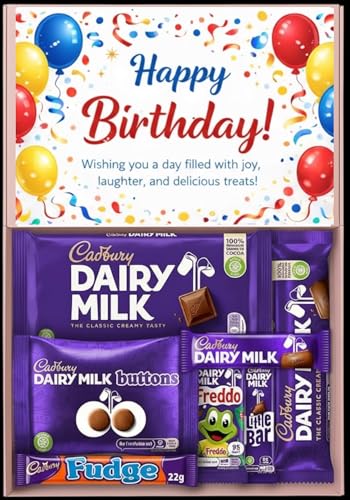 Birthday Chocolate Gift Box for Women and Men - Chocolate Hamper Selection Box Happy Birthday Chocolate Assortment Gift for Him Gift for Her - 7 Unique Chocolate Bars