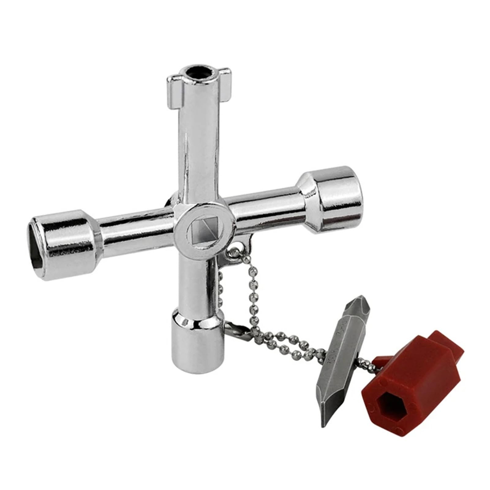 EJPPDHCO 5 in 1 Cross Switch Key Wrench with Accessories Universal Square Triangle Train Electrical Cupboard Box Elevator Cabinet Alloy