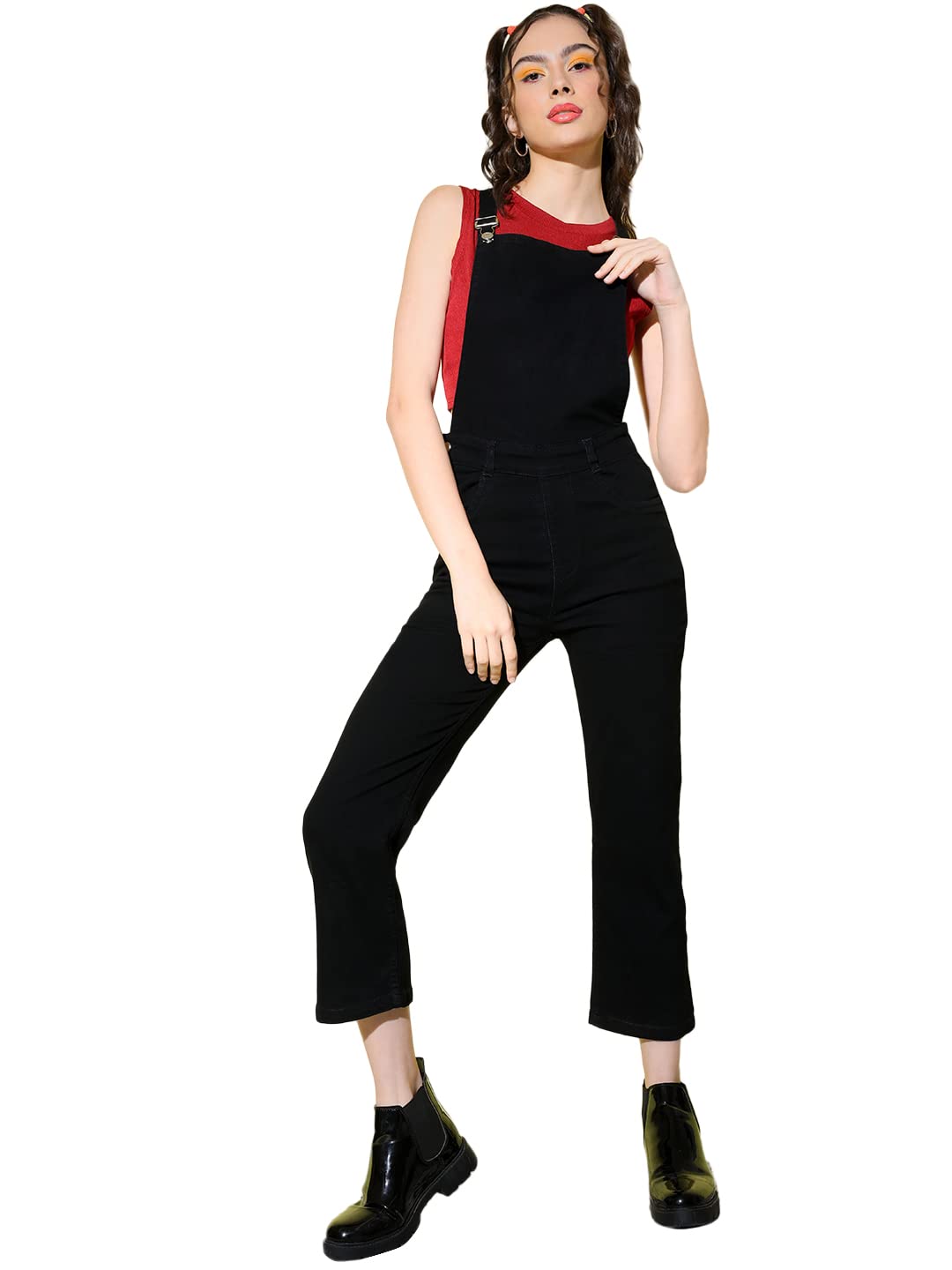DIMPY GARMENTS Solid Denim Dungaree Pant