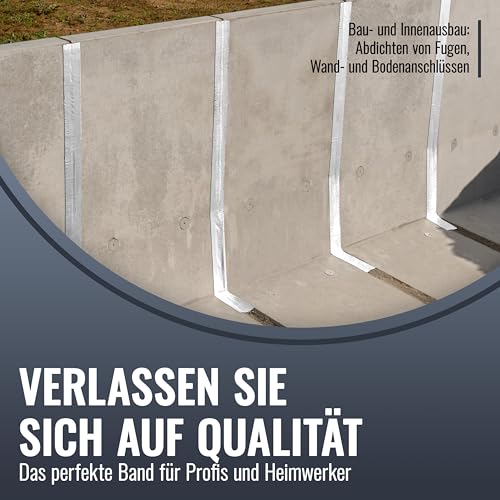 POPPSTAR Alu Butyl Klebeband (5 m x 50 mm x 1,5 mm) Aluminium Dichtband selbstklebend