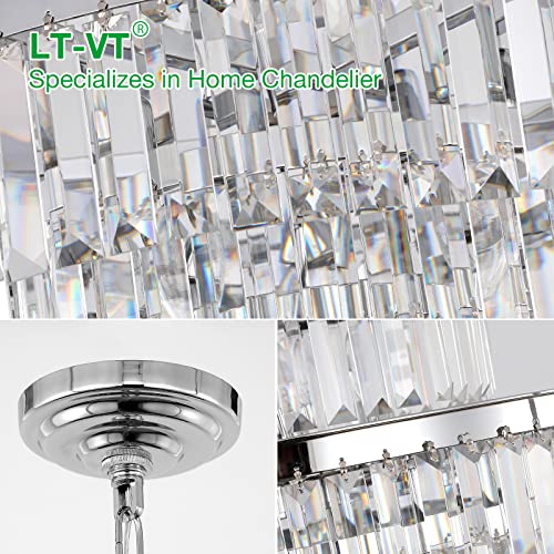 Lt-Vt Chrome Modern Style Crystal Chandeliers & Lightsround Hanging Classic, Pendant Ceiling Chandelier Lighting Fixture 5-Tier For Dining Room Living Room(Chrome,24 Inch) #TOP5