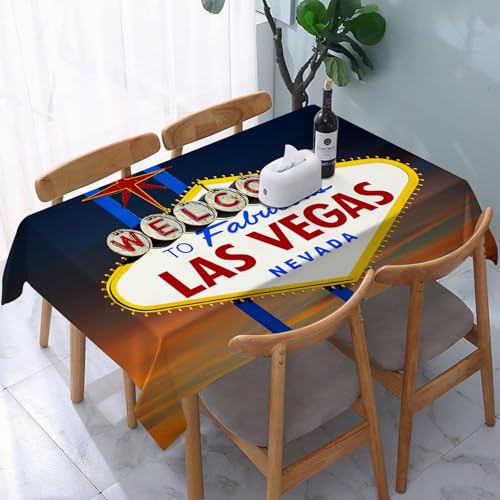 Best Outdoor Dining Las Vegas Strip: Top Spots for Scenic Meals 6 YOIUE Tovaglia Rettangolare Stampata,Tovaglie Lavabile Tovaglia per Sala Pranzo Cucina Picnic Caffè Festa Matrimonio,Famoso cartello di benvenuto di Las Vegas al tramonto,137x183cm