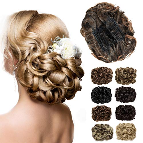 Yamel Messy Bun Scrunchie Chignon Hairpiece Updo Curly Bun Extension Combs In Messy Bun Hair Piece For Women #TOP7