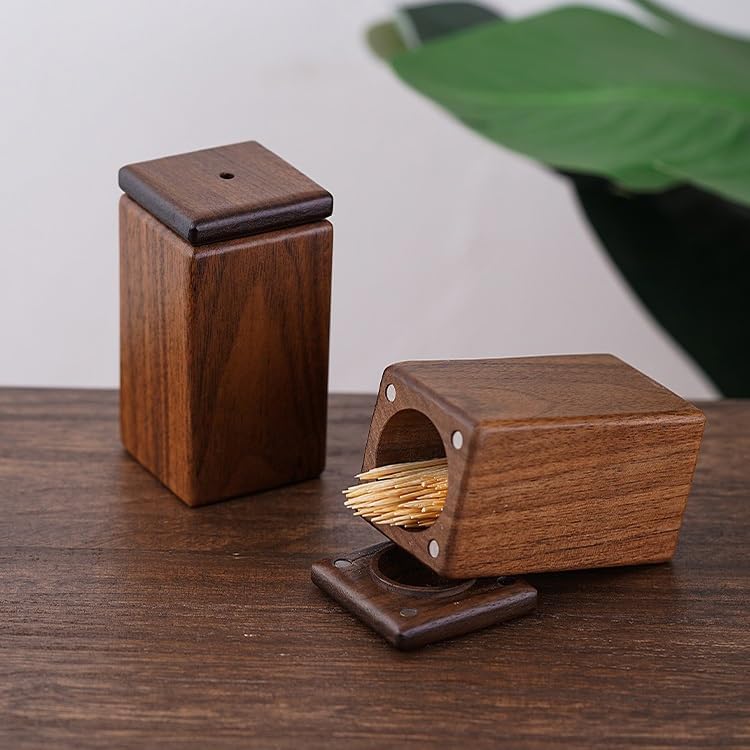 Toothpick Box Wooden Toothpick Box Household Toothpick Holder, Living Room Entrance Table Ornaments, Portable Toothpick Jar Toothpick Storage Box