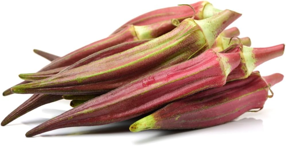 Brownie Brand Burgundy Okra Seeds – Heirloom, Non-GMO, High Yield, Vibrant Red Pods for Cooking & Ornamental Beauty, Heat Tolerant & Perfect for Home Gardens (1 Pound)