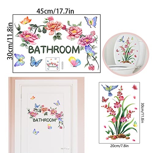 Set de 2 Vinilos Decorativos Flores y Mariposas para Baño miniatura 2