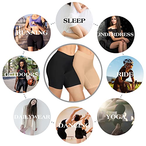 Zenuta Slip Shorts For Under Dresses Women, Seamless Anti Chafing Shorts, Smooth Spandex Shorts Boyshorts Yoga/Biker (Xl, Black Nude) #TOP5