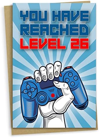 15th Birthday Card, You Have Reached Level 15, Greeting Card for Fifteen Year Old Gamer Boys or Girls, Birthday Gift for Teenage Son or Daughter, Grandson Granddaughter, Blue
